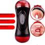Rzoeox Male Masturbator Cup with Porn Star Audible Moans, Realistic Vagina and Mouth with Teeth and Tongue 7 Vibration Modes Sex Toys for Men