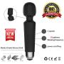 Personal Cordless Wand Massager - 20 Powerful Modes, Silent, Handheld, Waterproof, Electric, USB Rechargeable | Massage Stick for Body, Neck, Shoulders, Back - Sports Recovery & Muscle Aches (Black)