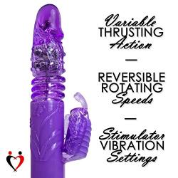 LeLuv Rabbit Vibrator Automatic Thrusting Purple Bundle with Cock Ring