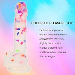 Adorime 8" Confetti Silicone Dildos Realistic Clear Dildo with Strong Suction Cup - Adult Sex Toy for Women Masturbation