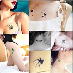 Small Temporary Tattoos for Women Realistic Tiny Tattoo Body Art Stickers Sexy Fake Tattoos Lips Leaf Flower Black Tattoo Waterproof Temp Tattoos Stickers (30 Sheets)