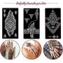 Koogel 18 Sheets Henna Tattoo Stencil Kit, 97 Pcs Temporary Glitter Airbrush Tattoo Stencils Arabian Tattoo Stickers for Face Paint Body Art