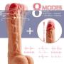 Realistic Vibrating Dildo G-spot Vibrator with Rotation, Recharge Waterproof Telescopic Penis with Suction Cup and Remote Control, Fondlove Vagina and Anal Stimulation Sex Toy for Women and Couple