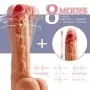 Realistic Vibrating Dildo G-spot Vibrator with Rotation, Recharge Waterproof Telescopic Penis with Suction Cup and Remote Control, Fondlove Vagina and Anal Stimulation Sex Toy for Women and Couple