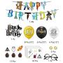 Magical Wizard Birthday Party Supplies Decorations, Harry Style Wizard School Glasses Birthday Banner, Balloons, Tattoos Stickers, Cupcake Toppers, Halloween Spooky Theme Decor Stuff for Girls 100pcs