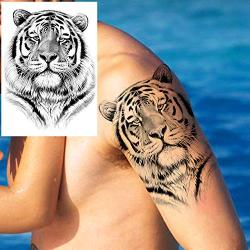 EGMBGM 6 Sheets Tribal Realistic Lion King Temporary Tattoo Stickers For Men Kids Cool Black Ink Tiger Drawing Waterproof Fake Tattoos For Women Body Art Real Large Tatoos Temporary Paper Set Animals