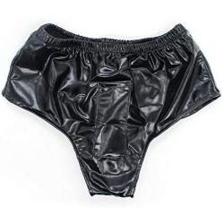 YiFeng Men Women Leather Masturbation Underwear w/Vibrating Dildo Penis Anal Butt Plug Fetish