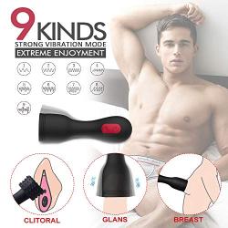 Male Glans Massager Cock Stamina Trainer with 9 Vibration Modes, Delay Ejaculation Penis Head Vibrator Rechargeable Masturbator Sex Toy, Waterproof Testis Clitoris Nipple Stimulator for Couples