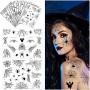 94 Pieces Halloween Spider Face Tattoos Stickers Spider Webs Temporary Tattoos Shoulder Arm Back Body Art Tattoos Sticker for Women Girls Witch Halloween Costume Cosplay Theme Party Favors(12 Sheets)