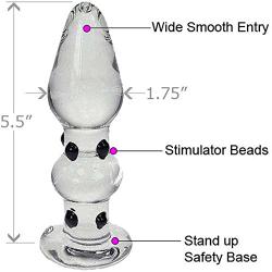 Glass Anal Plug, Prostate Massager and JO H20 Water Based Lube (1oz)