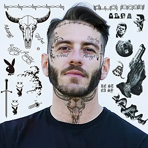 Halloween Post Temporary Tattoos Stickers, 5 Sheet Face Tattoos Set, Neck Hands Arm Tattoos Sticker, Fake Tattoos For Halloween Costume Accessories and Parties Halloween Post Temporary Tattoos Stickers, 5 Sheet Face Tattoos Set, Neck Hands Arm Tattoos Sticker, Fake Tattoos For Halloween Costume Accessories and Parties