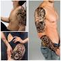 Yazhiji 36 Sheets Temporary Tattoos Stickers, 12 Sheets Fake Body Arm Chest Shoulder Tattoos for Men or Women with 24 Sheets Tiny Black