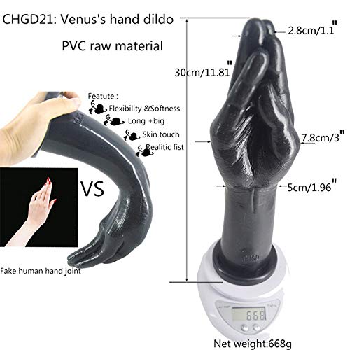 Wushuangyu 11.81 INCH Huge Long Handsfree Female Personal Massager Lifelike Big Monster Massage Wand, Vibrant Toy (Color : Black)