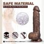 Realistic Brown Dildo with Suction Cup, Fovel Dual Density Liquid Silicone Adult Toys for G-Spot Anal 8.3 Inch Premium Penis Dong, Sex Toy for Female & Male Masturbation