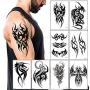 Temporary Tattoos Big Tribal Totem Tattoo Sticker for Men Women Black Large Body Art Makeup Fake Tattoo Waterproof Removable (Pattern5)