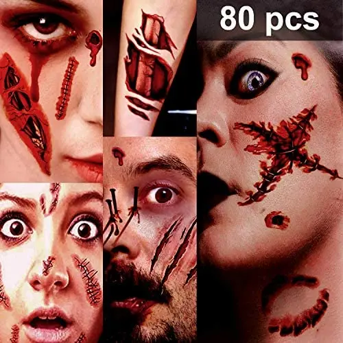 Zombie Makeup, Halloween Zombie Makeup Kit, Scar Tattoos, 5(Large)+6(Small) Pack Fake Scars Tattoos, Halloween Makeup Kit, Zombie Makeup Kit for Kids and Adults, Healthy, Waterproof, Long Last Zombie Makeup, Halloween Zombie Makeup Kit, Scar Tattoos, 5(Large)+6(Small) Pack Fake Scars Tattoos, Halloween Makeup Kit, Zombie Makeup Kit for Kids and Adults, Healthy, Waterproof, Long Last