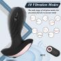 Vibrating Butt Plug Prostate Massager, Rechargeable Silicone Anal Vibrator with 10 Powerful Stimulation Patterns Remote Control Waterproof Anal Sex Toys for Men Women and Couples (Black)