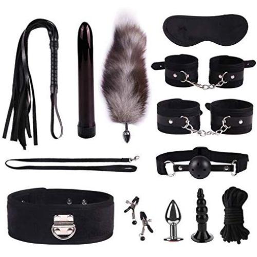 RITER Didlo Vibrantor Toys ，Amal Plugs， Handcuff Whip ，Nipple Clip ，Blindfold Breast Pump BDSM Games Adult Six Toy Kit for Couples