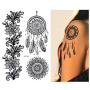Pinkiou Henna Tattoo Stickers Lace Mehndi Temporary Tattoos for Maverick Women Teens Girls Metallic Tattooing Pack of 6 (black)