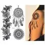 Pinkiou Henna Tattoo Stickers Lace Mehndi Temporary Tattoos for Maverick Women Teens Girls Metallic Tattooing Pack of 6 (black)