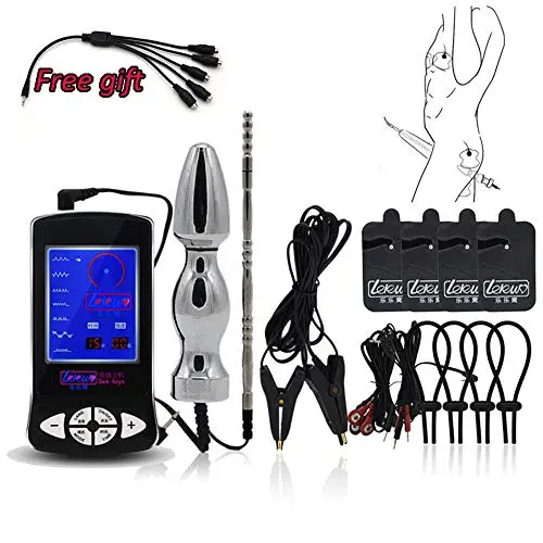 Electric Stimulation Set with Anal/Butt Plug Dildo, Penis/Cock Ring, Nipple Clamps, Urethral Dilators, 4 Patchs, Torture Electric Shock Stimulator SM E-stim Sex Toys for Women, Men, Couples Electric Stimulation Set with Anal/Butt Plug Dildo, Penis/Cock Ring, Nipple Clamps, Urethral Dilators, 4 Patchs, Torture Electric Shock Stimulator SM E-stim Sex Toys for Women, Men, Couples