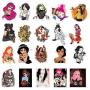 Sexy Stickers Tattoo Women Cartoon Princess Beauty Sticker Lady Decals Punk Vintage Retro Stickers for Water Bottle Travel Case Car Skateboard Motorcycle Luggage Guitar Bike Decal