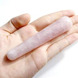 Top Plaza Natural Rose Quartz Crystal Massage Wand Acupuncture Therapy Treatment Stick Point Gua Sha Scraping Tool