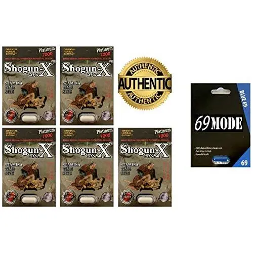 Shogun-X 7000 White 5Pills 69MODE Blue69 1Pill Male Sexual Enhancing Formula (White(5)69MODE(1))