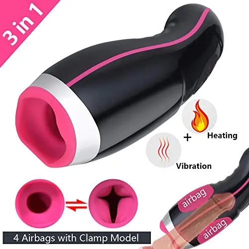Male masturbators Cup Electric with 7 Clamp modes & 7 Vibration modes,Orlupo Vibrating Clamping Heating Pocket Pussy Stroker Masturbation Cup Massager,Penis Trainer Adult Oral Blowjob Sex Toys for Men