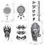 Full Arm Temporary Tattoo, Konsait Extra Temporary Tattoo Black tattoo Body Stickers for Man Women (18 Sheets)