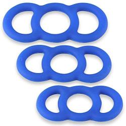 LeLuv Cock Rings EYRO Slippery Blue Silicone Erectile Dysfunction .7 Inch Through .8 Inch Unstretched Diameter 3 Pack Sampler