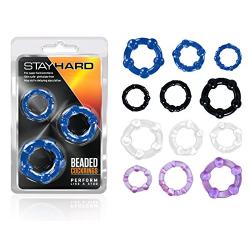 Blush Novelties Stay Hard Beaded Cockrings, Clear