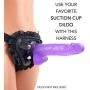 Ruffled Strap On Harness Suction Cup Dildo Compatible Adjustable Universal Pegging Intercourse Toy