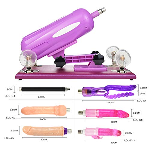 Automatic Sex Machine with Suction Cup, Auto Retractable,Magic Wand+ Ex-Tension Rod, Multi-Speed Adjustable Thrusting & Pumping with 6 Dildo Attachments