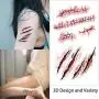 WUJO Halloween 3D Scar Fake Bloody Wound Face Scar Tattoo Stickers,for Cosplay Party Masquerade Prank Prop Decorations (30 sheets)