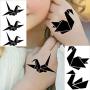Yezunir 16 Sheets Geometric Cute Small Temporary Tattoos For Kids Arm Cranes Plane Anchor Maple Leaf Butterfly Heart Children Face Fake Tattoos Stickers Black Animals Star Line Art Waterproof Tatoos