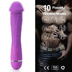 Dildo Vibrator G Spot Clit Vibrator Stimulator Sex Anal Play Massager - Ultra-realistic Penis Vein Folds & Medical Silicone & 10 Powerful Modes for Couples and Women Perfect Gift