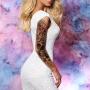Leoars 4 Sheets Large Arm Temporary Tattoos and 4 Sheets Full Arm Sleeve Tattoo Sticker, Black Animal Eye Flower Fake Tattoos Sleeve Body Art for Women Men
