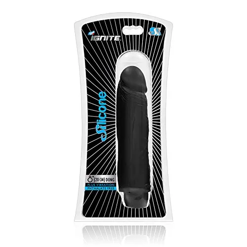 Si Novelties Vibrating Silicone Dong, Black, 8 inch, 16 Ounce Si Novelties Vibrating Silicone Dong, Black, 8 inch, 16 Ounce