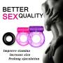 Cock Ring Set – 2 Vibrating Cock Rings w. Clit Stimulator & 1 Standard Penis Ring – Erection Enhancing Sex Toy for Men and Couples