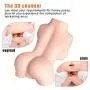 Lifelike Silicone Torso Sex Doll 3D Real Feel Male Masturbator Vagina Anal 2 Hole Sex Toy Adult Toys Pocket Adult Toy for Men Male Hand Free Toys Best Birthday Party Gifts Ultra-Soft (10×6.2×4in)