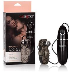 CalExotics Impulse Micro Arouser - Vibrating Waterproof Cock Ring - Silicone Sex Toy Vibrator for Couples - Black