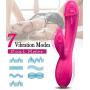 G Spot Rabbit Vibrator, Sexy Slave Ava Clitoral Stimulator with Tongue Tickler, Liquid Silicone Waterproof Dildo Massager with 7 Vibration, Quiet Dual Stimulation Sex Toys for Women, Rose Pink