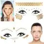 Konsait 8 Sheets Face Tattoo Sticker Metallic Temporary Transfer Tattoo Waterproof Face Jewels for Women Girls Make Up Dancer Costume Parties, Shimmer Glitter Gold Tattoos,Scale Tears Butterfly Freckl Konsait 8 Sheets Face Tattoo Sticker Metallic Temporary Transfer Tattoo Waterproof Face Jewels for Women Girls Make Up Dancer Costume Parties, Shimmer Glitter Gold Tattoos,Scale Tears Butterfly Freckl