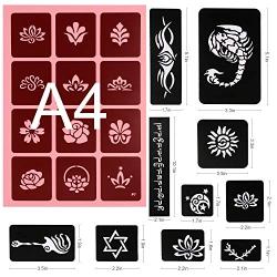 Konsait 291pcs Temporary Tattoos Stencils, 20 Sheets Girls and Boys Glitter Tattoo Kit Templates Face Paint Stencils Body Art Stencil Pack for Adults Man Women Kids Teenager