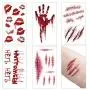 10 sheets 3D Halloween Tattoo Sticker 2021 new Halloween Temporary Tattoos Halloween scary wound Stickers for Man Women Adults Halloween Cosplay Party Decoration