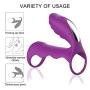 Vibrating Penis Ring-Massager Ring Dual G-spot Vibrator Cock Ring Set,Full Silicone Sex Toy Delay Spray Erection Ring for Men or Couple, Waterproof Vagina Clitoris Stimulator for Women(Purple)