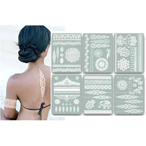 Terra Tattoos Temporary White Henna Tattoos - Over 75 Mandala Tattoos Jasmine collection Terra Tattoos Temporary White Henna Tattoos - Over 75 Mandala Tattoos Jasmine collection