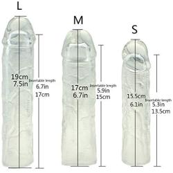 SHEQU Reusable Penis Sleeve Extender Clear Silicone Extension Sex Toy Cock Enlarger Condom Sheath Delay Ejaculation Toys for Men (3pcs Small, Medium and Large Included)