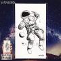 12 Pieces/Lot Fake Waterproof Temporary Star Tattoo Stickers Astronaut Illustration Men Body Arm Art Painting Women Black Tatoos Planets Geometric Universe Space Man Tattoos Paste 10x6cm